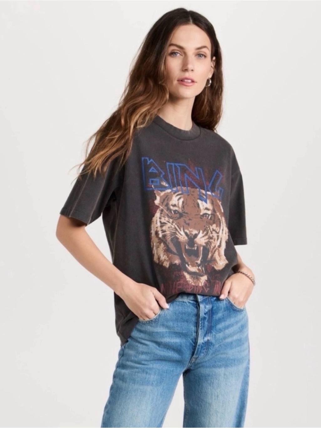 Anine Bing Black Tiger Tee